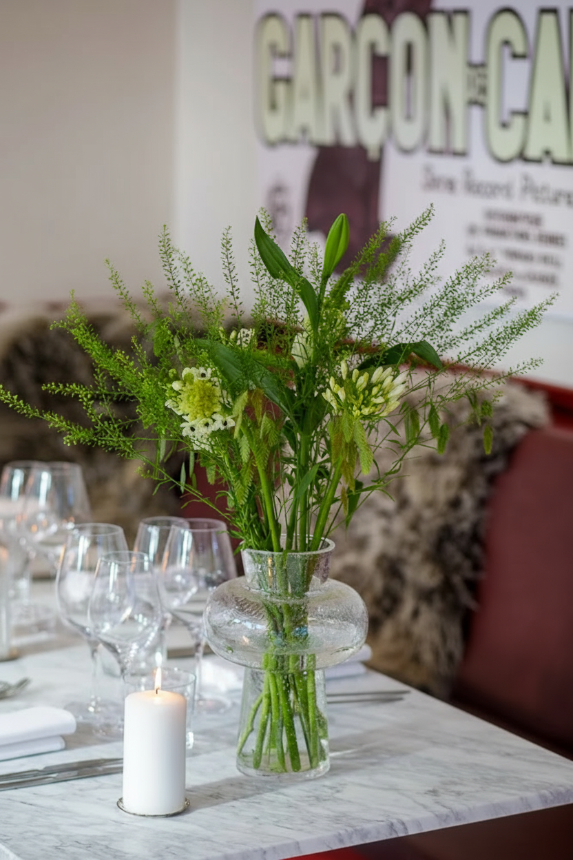 Elegant borddækning med friske blomster